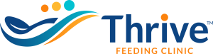 Thrive Feeding Clinic logo with blue spoon graphic and colourful dots.