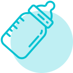 Line icon of a baby bottle, representing bottle‑feeding support.