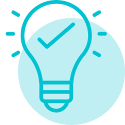 Clear and Practical Icon – Thrive Feeding Clinic Turquoise lightbulb icon representing clear, practical strategies and insight.