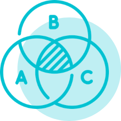 Holistic Icon – Thrive Feeding Clinic Turquoise Venn diagram icon representing a holistic, whole‑picture approach.