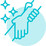 Line icon of two hands shaking, representing parent coaching and supportive guidance.