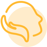 Psychology collaboration icon showing a face and hand outline, representing emotional and behavioural support.